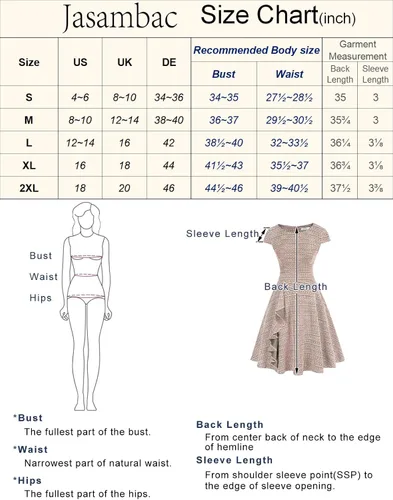Miniatura 4 de JASAMBAC Vestidos de trabajo de verano para mujer, estilo vintage de los años 50, acampanados, vestido de tweed, vestido midi para iglesia, trajes