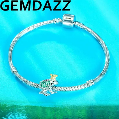 Miniatura 4 de GEMDAZZ Dijes temáticos de animales en plata de ley 925, bonito oso polar 3D, rana, cigarra, mariquita, abeja, libélula para pulseras europeas