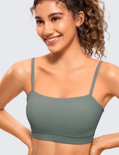 Miniatura 4 de CRZ YOGA Butterluxe - Brasier deportivo ajustable con tirantes delgados para mujer, con relleno, sin varillas, cuello cuadrado, para entrenamiento