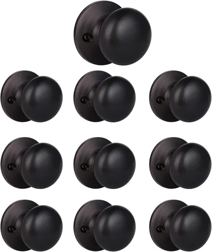 Miniatura 90 de KNOBWELL Paquete de 8 pomos de puerta de privacidad para baño y dormitorio, pomo de puerta negro mate con cerradura, cerradura de manija de puerta
