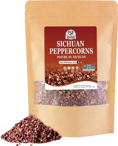 52USA Pimienta Sichuan, granos de pimienta Szechuan (4 onzas), auténtica pimienta roja Szechuan, menos semillas, sabor fuerte, granos de pimienta