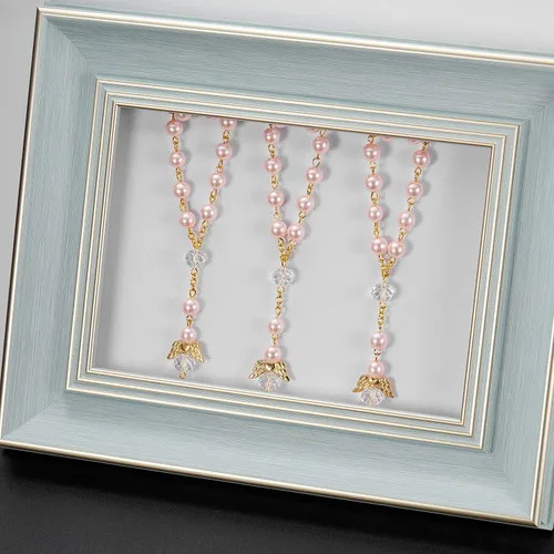 Miniatura 6 de 30 Piezas de Rosario de Bautismo Cuentas de Rosario de Acrílico Mini Rosarios con Ángel para la Primera Comunión Favores de Fiesta de Bautismo