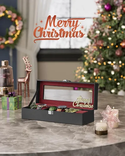 Miniatura 2 de SONGMICS Caja de reloj, caja de reloj de 6 ranuras con tapa de vidrio grande, almohadas extraíbles para reloj, organizador de caja de reloj, regalo