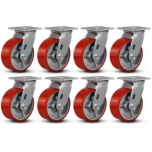Miniatura 85 de Ruedas industriales de 4 x 2 pulgadas, ruedas resistentes, ruedas de poliuretano, capacidad de hasta 3200 libras. Uso para camión de plataforma