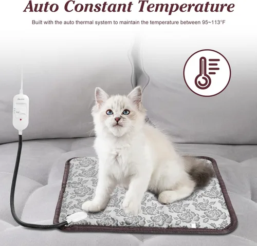Miniatura 4 de Almohadilla térmica para gatos, almohadilla térmica impermeable de 17.7 x 17.7 pulgadas, cama climatizada para gatos, manta de calentamiento