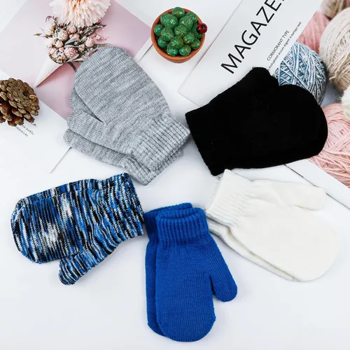 Miniatura 67 de ONESING 5 pares de guantes de invierno negros para bebés y niñas - Guantes cálidos para recién nacidos