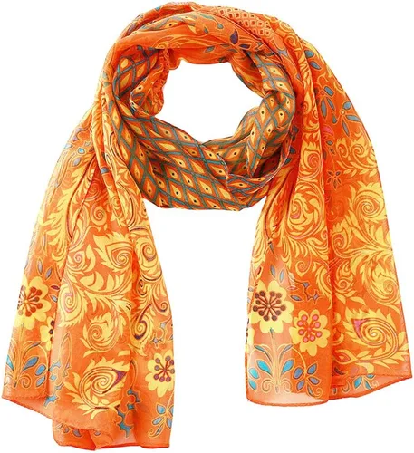 Miniatura 2 de Secret for Longevity Pañuelo rectangular largo de gasa beige naranja turquesa azul verde rojo dorado cachemira bufanda bufanda bufanda de mujer
