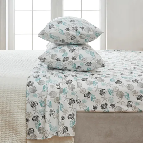 Miniatura 6 de Great Bay Home - Juego de sábanas King de microfibra costera de 4 piezas - Sábanas ultra suaves con estampado náutico - Sábanas y fundas de almohada