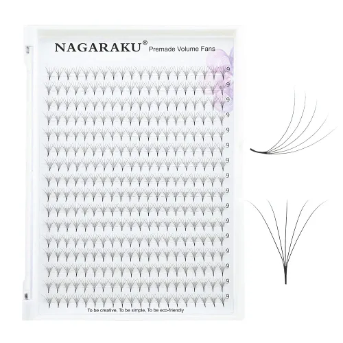 Miniatura 131 de NAGARAKU Wet Camellia - Extensión de pestañas, pestañas individuales, 3 abanicos de longitud múltiple, color negro mate natural, prepegadas