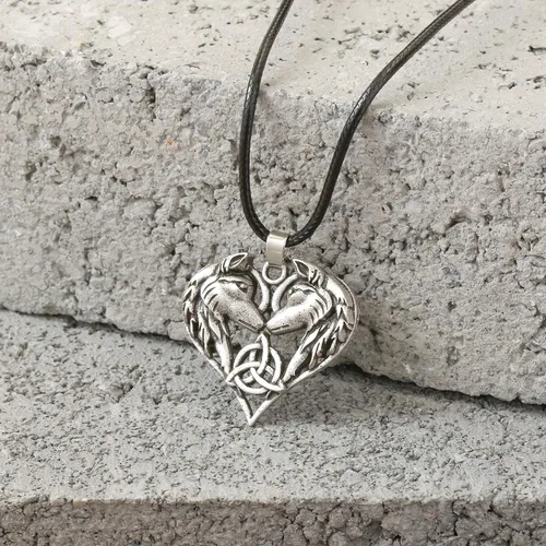 Miniatura 3 de HAQUIL Viking Jewelry - Collar con colgante de cuero para parejas de lobo para hombres y mujeres, 19.7 pulgadas, Metal