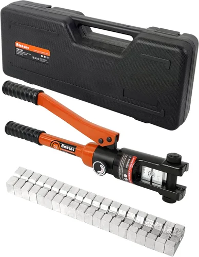 AMZCNC Pinza de engarce hidráulica de 12 toneladas para terminales de cable y alambre, herramienta de engarce de cable terminal de batería con (10