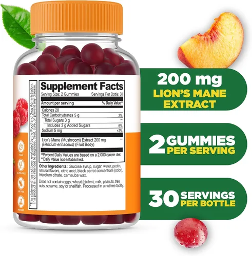 Miniatura 2 de Lifeable Gomitas de melena de león para adultos Extracto de hongo de melena de león de gran sabor Gomitas veganas, kosher, sin OMG Suplemento