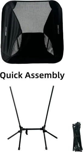 Miniatura 5 de ONEFOREST Silla de camping, silla portátil plegable para mochilero para campamento de playa, senderismo, deportes al aire libre, color negro