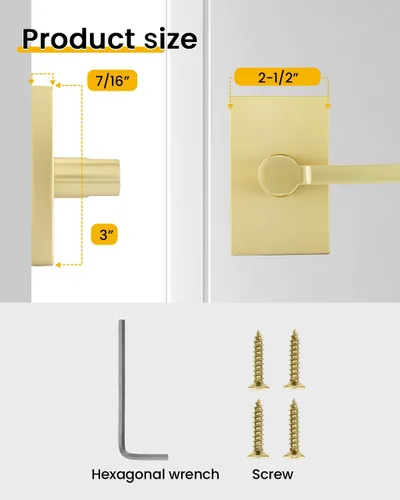 Miniatura 8 de Goldenwarm Manijas de puerta ficticias doradas, aleación de zinc resistente, palanca de puerta interior sin giro para pasillo y armario, perilla