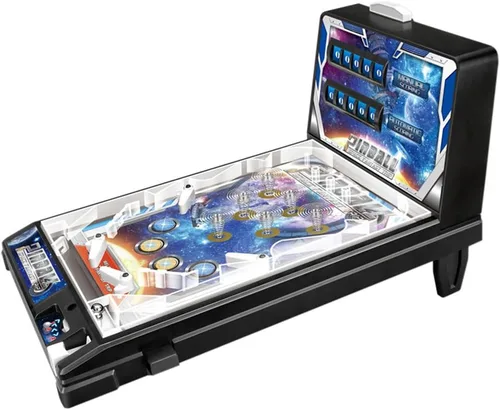 Miniatura 7 de Mini máquina de pinball - Juego de pinball de mesa para adultos, juego de arcada casera con luz, juguete de disparo de bola de escritorio - Regalos