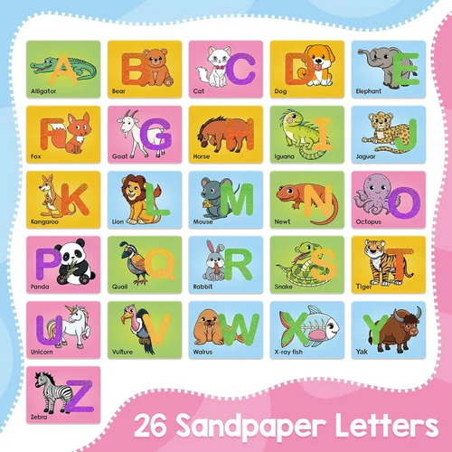 Miniatura 2 de Broytain Tarjetas de letras de papel de lija para niños pequeños de 3 años, juegos de palabras, juguetes de terapia del habla para 3, 4, 5