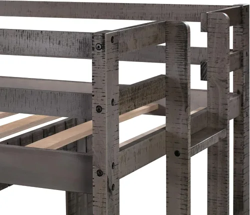 Miniatura 7 de Literas individuales para niños pequeños, literas de madera con ventana de techo, escalera de barandilla, para niñas y niños, no requiere caja