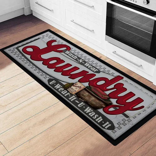 Miniatura 4 de Pauwer - Alfombra antideslizante, impermeable, de goma, para cuarto de servicio, lavadero, cocina, de 20 x 48 pulgadas, lavable, alfombra