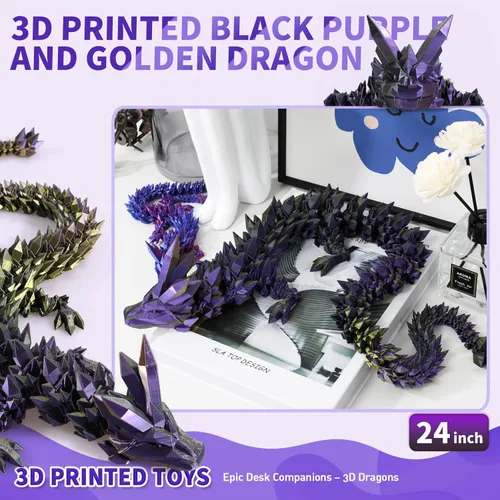 Miniatura 7 de meturebear Dragón Grande Impreso en 3D, Juguetes de Dragón 3D de 24 Pulgadas, Juguetes de Animales de Cristal Fidget Más Grandes, Animales