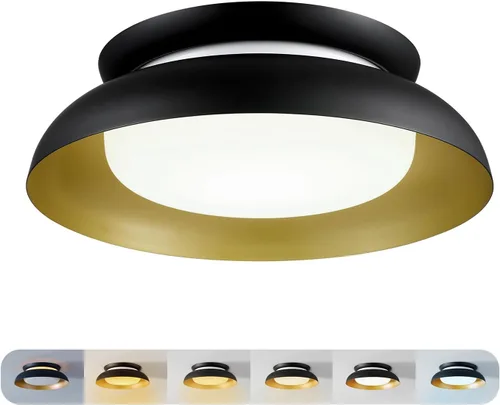 Miniatura 9 de GLOBE Electric 60309 Lámpara de techo de montaje empotrado de 2 luces, negro mate, acentos de latón antiguo, pantalla de vidrio esmerilado