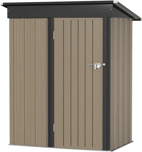 Miniatura 22 de Greesum Cobertizo de almacenamiento para exteriores de 3 x 3 pies, cobertizo de metal con cerradura para patio trasero, piscina, patio y Negro