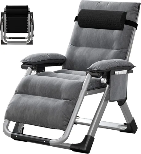 ABORON Silla de gravedad cero mejorada con cojín para reposabrazos, sillas plegables de lona de primera calidad para exteriores, sillas de patio