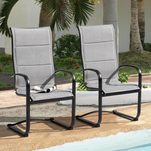Miniatura 12 de NUU GARDEN Patio Dining Chairs Set of 2, Outdoor Textilene Chairs with High Back and Breathable Seat, for Garden Deck Backyard Porch, Grayish Beige