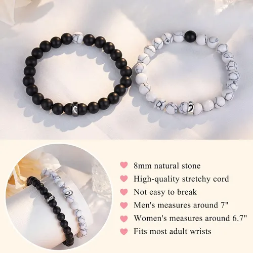 Miniatura 4 de UNGENT THEM Pulseras de anillo a juego para parejas, regalos para novio, marido, prometido, alma gemela, novia, esposa, día de San Valentín