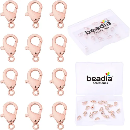 Miniatura 14 de BEADIA Cierres de langosta chapados en oro de 18 quilates que no se deslustran de 0.394 in, 20 piezas para hallazgos de fabricación de joyas Cierres