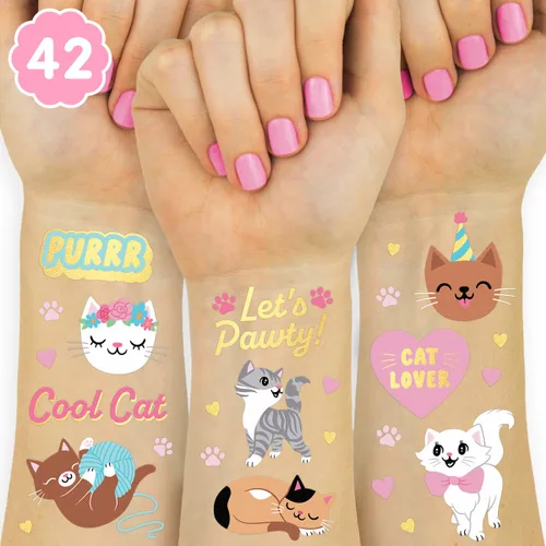 Miniatura 7 de xo, Fetti Suministros para fiestas de granja, tatuajes temporales - 30 estilos de purpurina Animales de corral, zoológico de mascotas, vaca, Oro