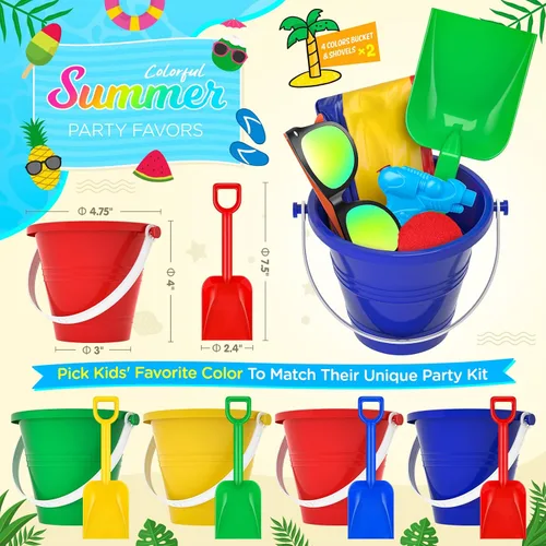 Miniatura 2 de Recuerdos de fiesta en la piscina - 48 juguetes de piscina para niños de 3 a 8 años, bolas de playa a granel, cubo de arena y palas, gafas de sol 48