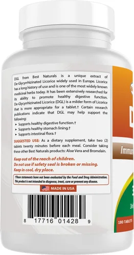 Miniatura 7 de Best Naturals DGL masticable 380 mg 180 comprimidos (180 unidades (paquete de 2))