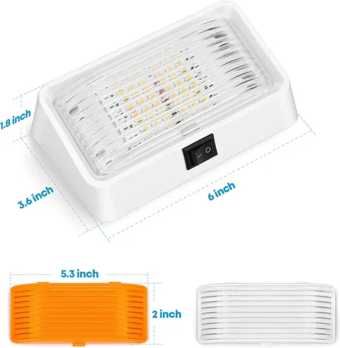 Miniatura 7 de Kohree Luz LED de 320 lúmenes para porche exterior con interruptor, luz de repuesto de 12 V para casas rodantes, remolques, cámpers, 5ª rueda, base