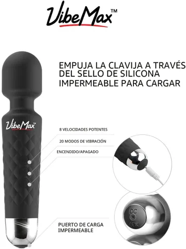 Miniatura 4 de VibeMax Masajeador personal recargable, potente vibración de múltiples velocidades, silencioso, impermeable, para alivio de tensión muscular en Negro