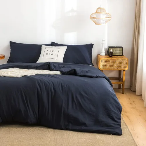 Miniatura 31 de COTTEBED Juego de edredón ultrasuave para cama King, para uso en todas las estaciones, peso ligero con microfibra de algodón lavado cálida y Verde