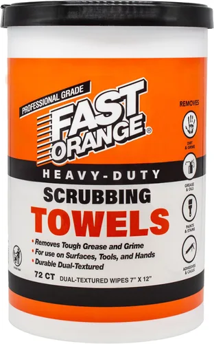Toallas de Limpieza de Alta Resistencia Fast Orange Eliminan Grasa Dura, Mugre, Pintura, Resinas, Pegamento y Más, para Manos, Herramientas y