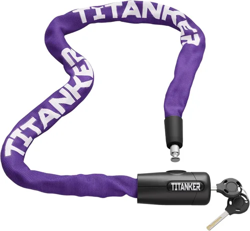 Miniatura 11 de Titanker Cerradura de cadena para bicicleta con llaves, cerradura de cadena de bicicleta antirrobo de seguridad de 3.3 pies, resistente para Cadena