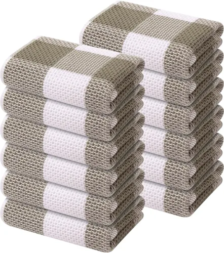 Miniatura 56 de Mordimy Toallas de cocina 100% algodón con tejido de gofre, 13 x 28 pulgadas, paños de cocina súper suaves y absorbentes para secar platos, paquete