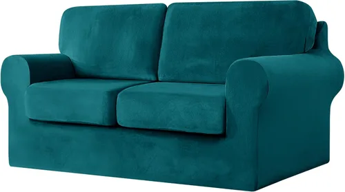 Miniatura 63 de UNBBRRL Fundas de sofá de 3 piezas para sofá, funda de terciopelo elástico para sillón con 1 funda de cojín de asiento y 1 funda de respaldo