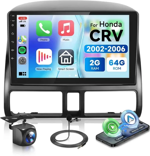 Radio Estéreo de Coche con Audio HiFi para Honda CRV 2002-2006, Pantalla Táctil HD de 9 Pulgadas Android 13 GPS WiFi Bluetooth FM/RDS Cámara de