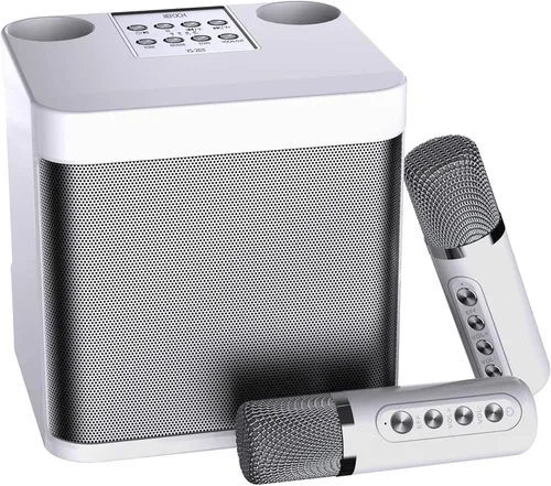 Miniatura 8 de Mini máquina de karaoke para adultos y niños, altavoz portátil de karaoke Bluetooth para TV, con 2 micrófonos inalámbricos, sistema de altavoces PA