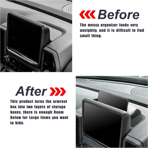 Miniatura 3 de Bandeja de Almacenamiento para Consola Central Compatible con 2021 2022 2023 2024 Ford Bronco Sport CX430 Caja Organizadora de Tablero de Consola