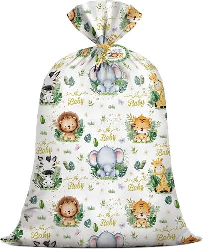 Big Eye Owl Bolsas grandes para baby shower, safari, animales de la selva, bolsas de regalo, bolsa de regalo de plástico, envoltura de regalo, baby