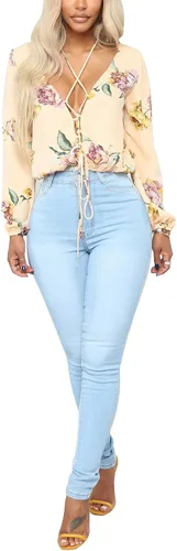 Miniatura 55 de KUNMI - Pantalones de mezclilla clásicos de cintura alta para mujer, elásticos, con efecto de levantamiento de glúteos, ajustados