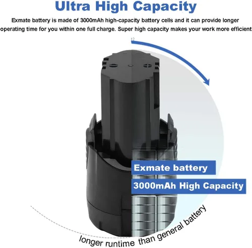 Miniatura 4 de Exmate Batería de repuesto de iones de litio de 10.8V 3.0Ah compatible con Dremel 855-01 855-02 8000-01 8001-01 8001-02 10.8v batería de iones