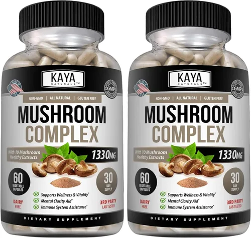 Miniatura 13 de Kaya Naturals Complejo de hongos premium potente, cápsulas complejas de hongos de 1330 mg por porción, ayuda a la claridad mental que apoya
