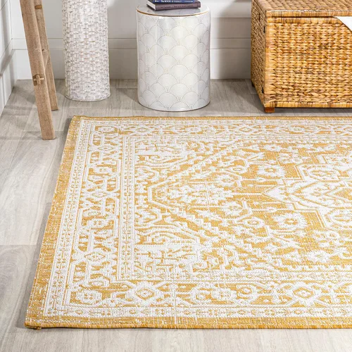 Miniatura 63 de Eyely BMS101D-28 - Alfombra de pasillo con textura de medallón de Santa Mónica Slesi, para interiores y exteriores, estilo costero, bohemio, Gris