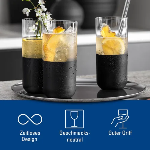 Miniatura 5 de Villeroy & Boch Manufacture Rock Collection - Juego de 4 vasos de cristal con base negra mate, fabricado en Europa, capacidad de 10 onzas