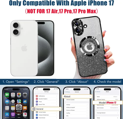 Miniatura 414 de Misscase Funda magnética con purpurina para iPhone 11 compatible con MagSafe, protección completa, delgada, a prueba de golpes, antiarañazos