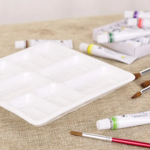 Miniatura 6 de VanEnjoy Paleta de pintura de artista de cerámica cuadrada blanca,Paleta de acuarela de porcelana,Bandeja de mezcla de cerámica para pintura